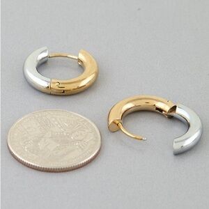 71R. Stainless Steel Silver/Gold Small Hoop Earrings